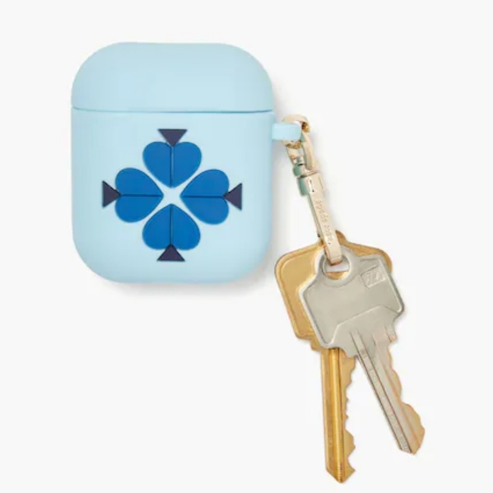 kate spade Light Blue Floral AirPods Case with Gold Keychain